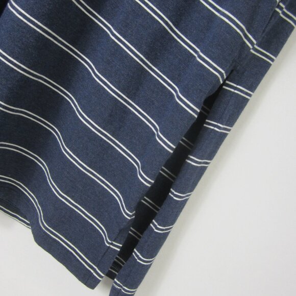 Uniqlo Womens L Navy Blue White Sleeveless Knit Maxi Dress Cotton Modal Nautical - Picture 5 of 9